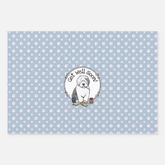 Veterinair oud Engels Sheepdog Cute Get Good Inpakpapier Vel (Voorkant)