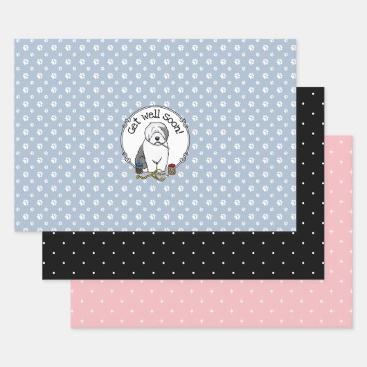 Veterinair oud Engels Sheepdog Cute Get Good Inpakpapier Vel (Set)
