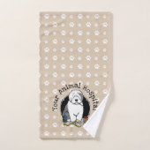 Veterinair Oud Engels Sheepdog Gray 1 Cute Vet Bad Handdoek (Handdoek)