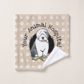 Veterinair Oud Engels Sheepdog Gray 1 Cute Vet Bad Handdoek (Wasdoekje)