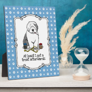 Veterinair Oud Engels Sheepdog Gray 1 Cute Vet Fotoplaat