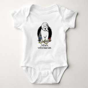 Veterinair Oud Engels Sheepdog Gray 1 Cute Vet Romper