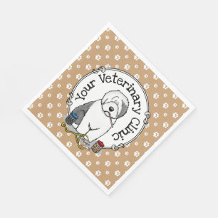 Veterinair Oud Engels Sheepdog Gray 1 Cute Vet Servet