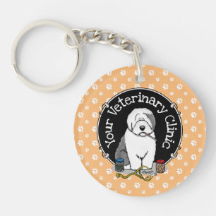 Veterinair Oud Engels Sheepdog Gray 1 Cute Vet Sleutelhanger