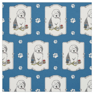 Veterinair Oud Engels Sheepdog Gray 1 Cute Vet Stof