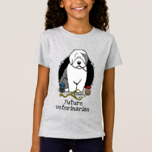 Veterinair Oud Engels Sheepdog Gray 1 Cute Vet T-shirt