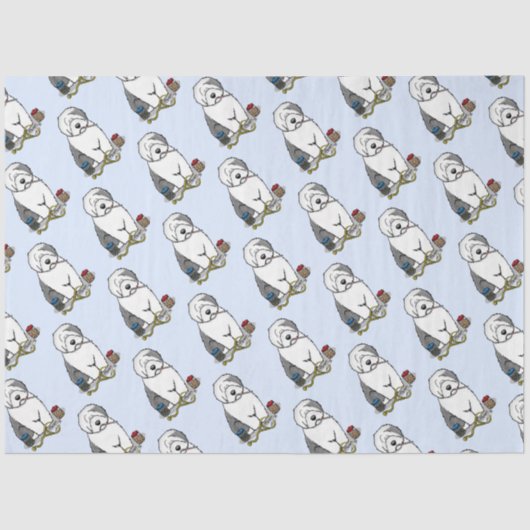 Veterinair Oud Engels Sheepdog Gray 1 Cute Vet Tissuepapier (Voorkant)