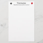 Veterinair - Paw Prints op mijn hart #2 Briefpapier (Voorkant)
