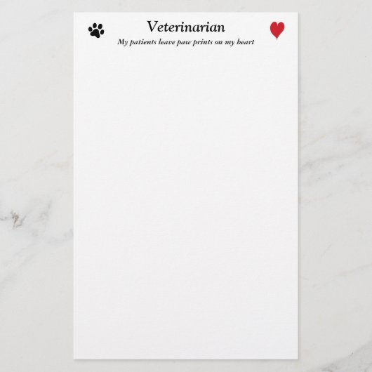 Veterinair - Paw Prints op mijn hart #2 Briefpapier (Voorkant)