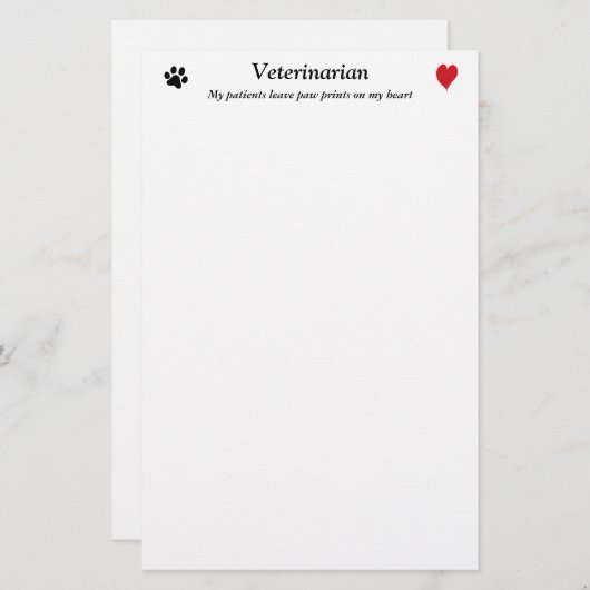 Veterinair - Paw Prints op mijn hart #2 Briefpapier (Voorkant / Achterkant)
