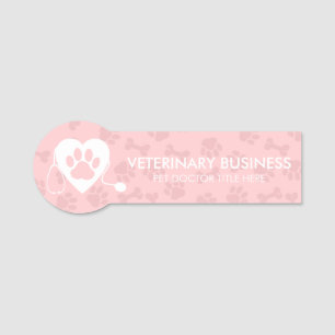 Veterinair Paws Heart Stethoscoop Pet roze Naamplaatje