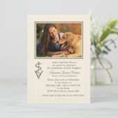 Veterinair Symbool Afstuderen Fotouitnodiging Kaart (Staand voorkant)