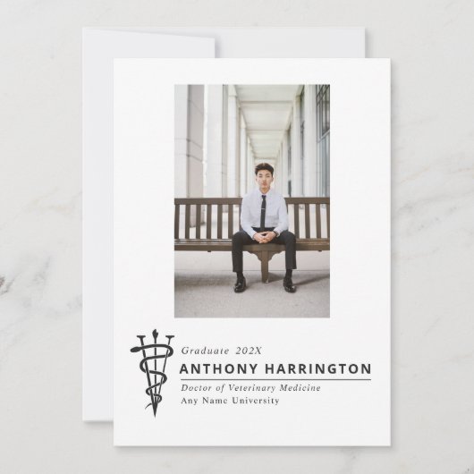 Veterinair symbool Foto Wit Zwart Aankondiging (Voorkant)