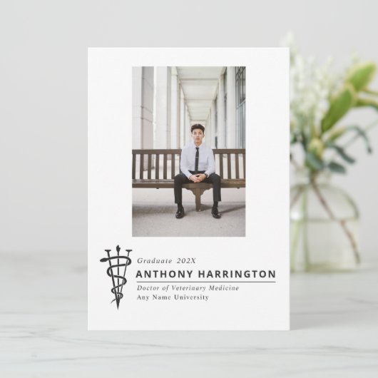 Veterinair symbool Foto Wit Zwart Aankondiging (Staand voorkant)