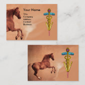VETERINAIR SYMBOOL VAN RODE HORSE EN GOUDE CADUCEU VISITEKAARTJE (Voorkant / Achterkant)