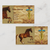 VETERINAIR SYMBOOL VAN RODE HORSE EN GOUDE CADUCEU VISITEKAARTJE (Voorkant / Achterkant)