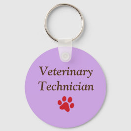 Veterinair technicus/Red Paw Print/Paars Sleutelhanger