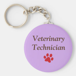 Veterinair technicus/Red Paw Print/Paars Sleutelhanger