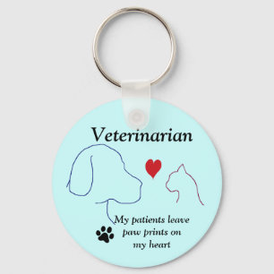 Veterinair — Verf afdrukken op mijn hart #2 Sleutelhanger