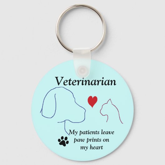 Veterinair — Verf afdrukken op mijn hart #2 Sleutelhanger (Voorkant)