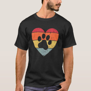 Veterinair Vet Tech Retro Sunset Paw Print Dog C T-shirt