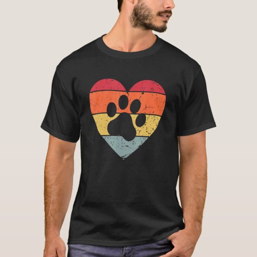 Veterinair Vet Tech Retro Sunset Paw Print Dog C T-shirt (Voorkant)