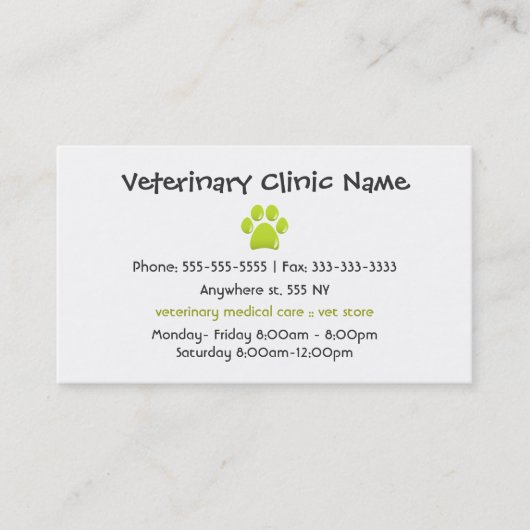 Veterinair Visitekaartje (Voorkant)