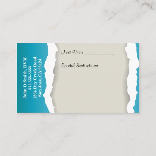 Veterinair Visitekaartje (Achterkant)