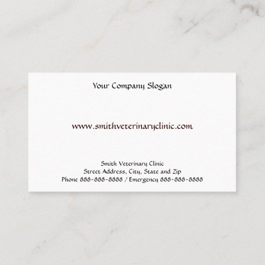 veterinair Visitekaartje (Achterkant)