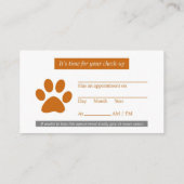 Veterinair Visitekaartje w / Afspraak Afsprakenkaartje (Achterkant)