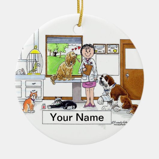 Veterinair Vrouw Keramisch Ornament (Voorkant)