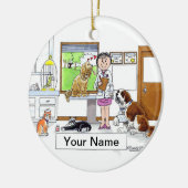 Veterinair Vrouw Keramisch Ornament (Links)