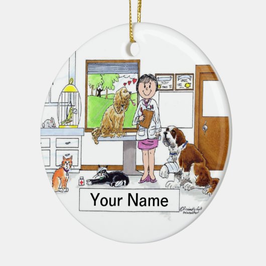 Veterinair Vrouw Keramisch Ornament (Links)