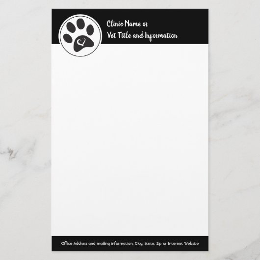 Veterinaire Aangepersonaliseerde Paw Print Briefpapier (Voorkant)