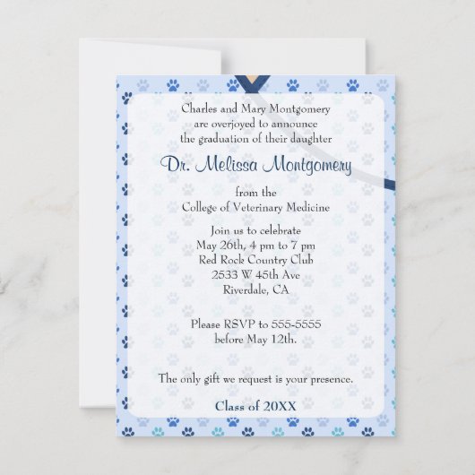 Veterinaire Afstuderen bekendmaking Kaart (Achterkant)