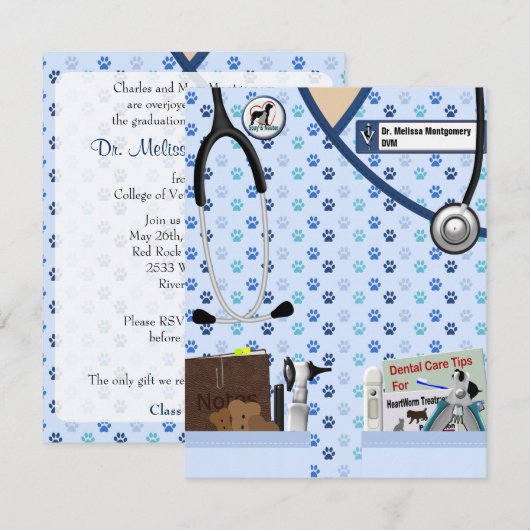 Veterinaire Afstuderen bekendmaking Kaart (Voorkant / Achterkant)