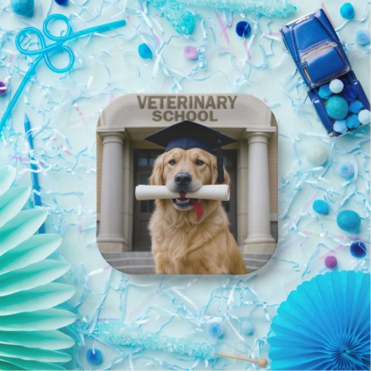 Veterinaire Afstuderen School Golden Retriever Papieren Bordje (Feest)