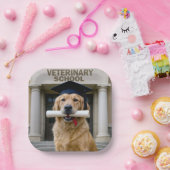 Veterinaire Afstuderen School Golden Retriever Papieren Bordje (Feest)