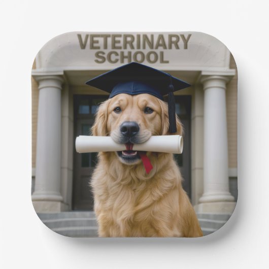Veterinaire Afstuderen School Golden Retriever Papieren Bordje (Voorkant)