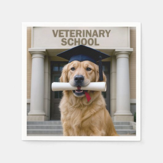 Veterinaire Afstuderen School Golden Retriever Servet (Voorkant)