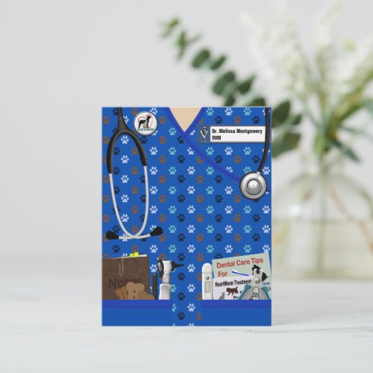 Veterinaire bekendmaking in Patroonblauw Kaart (Staand voorkant)