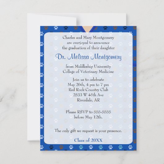 Veterinaire bekendmaking in Patroonblauw Kaart (Achterkant)