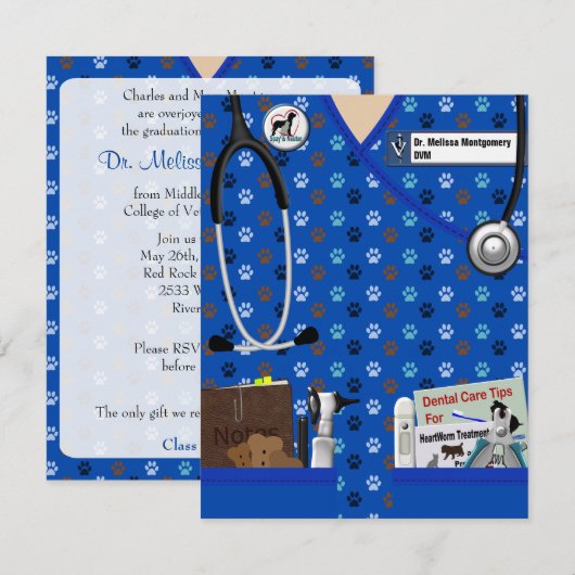 Veterinaire bekendmaking in Patroonblauw Kaart (Voorkant / Achterkant)