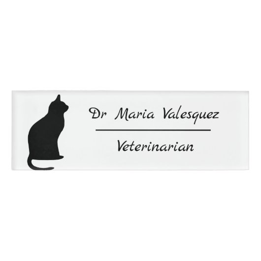 Veterinaire benaming Cat Silhouette Naambadge (Voorkant)