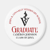 Veterinaire Caduceus Custom Red Black Afstuderen Magneet (Voorkant)