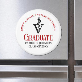 Veterinaire Caduceus Custom Red Black Afstuderen Magneet