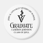 Veterinaire Caduceus Gepersonaliseerd zwart Afstud Magneet (Voorkant)