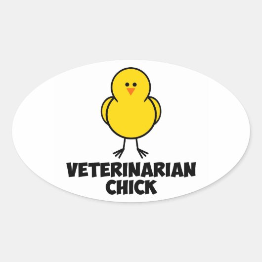 Veterinaire Chick Ovale Sticker (Voorkant)