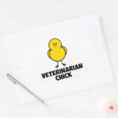 Veterinaire Chick Ovale Sticker (Envelop)