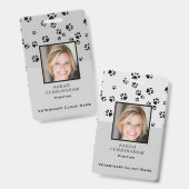 Veterinaire Clinic Cute Paw Print Photo ID Badge (Front & Back)